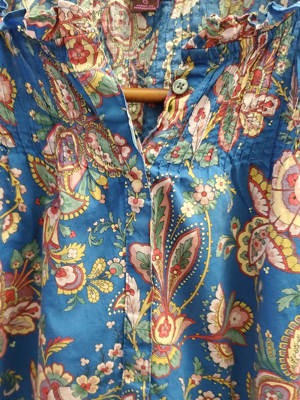 J. Crew X Liberty Fabric Flora Belle Ruffle Top Blue Floral Paisley Size 6 - Picture 4 of 12